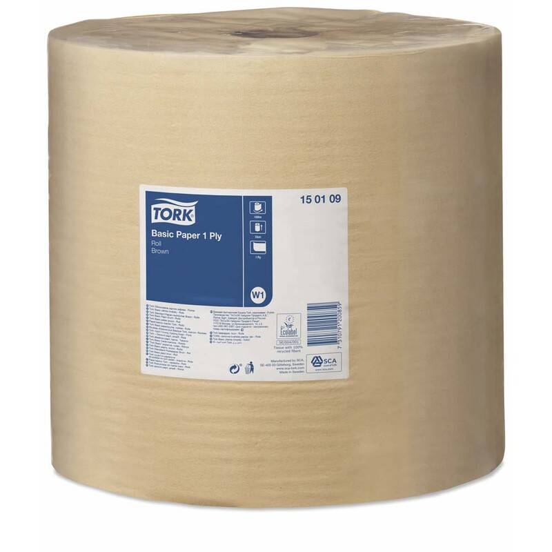 Aft&oslash;rringspapir Tork Basic W1 brun 1-lags 1000m 150109