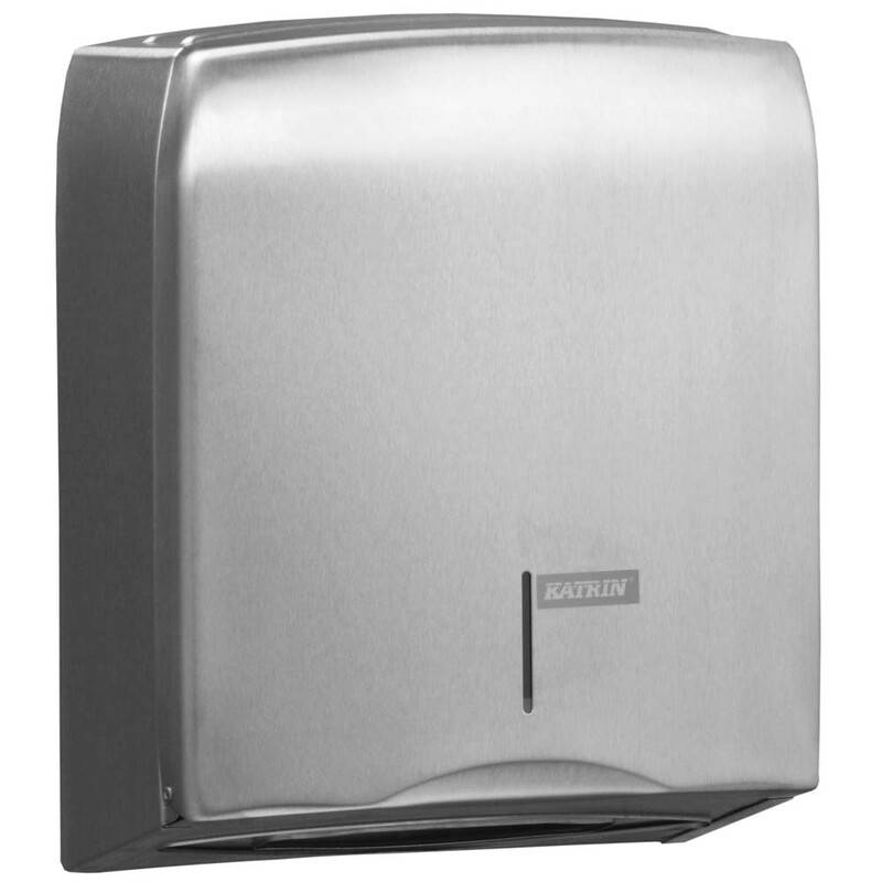 Dispenser t/papirh&aring;ndkl&aelig;der Katrin rustfri m/l&aring;s 988366
