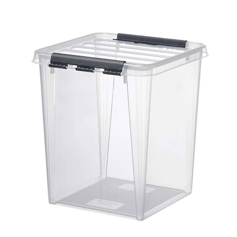Plastkasse SmartStore transparent 70l m/l&aring;g 72x40x39cm