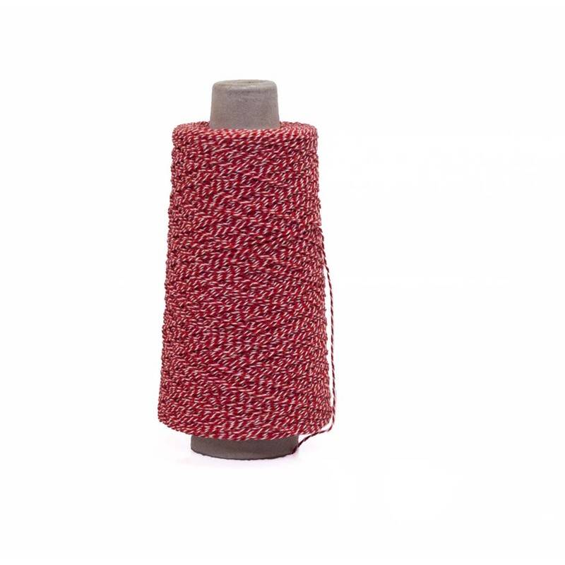 Bomuldsgarn nr. 1800 r&oslash;d/hvid 225g 1,1mm 350m/rul
