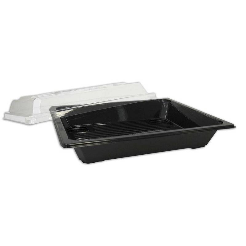 Plastbakke Sushi mellem sort APET 215x147x25mm 300stk/kar