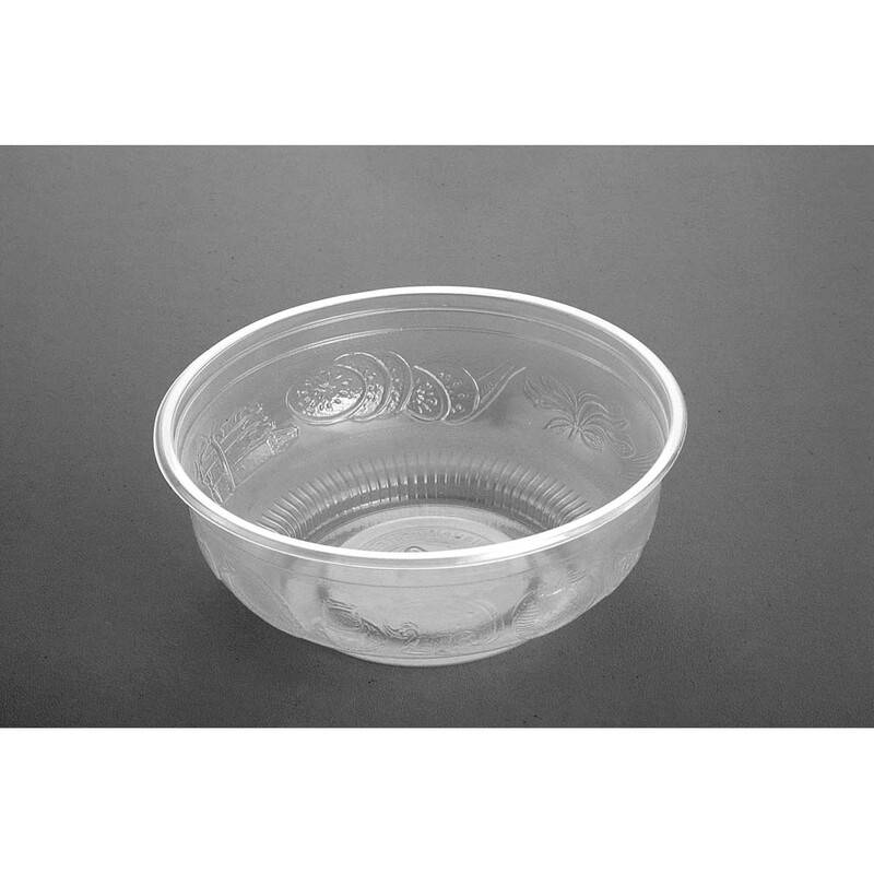 Plastbakke rund salatsk&aring;l, &Oslash;156mm PP klar 610ml 100stk/pak