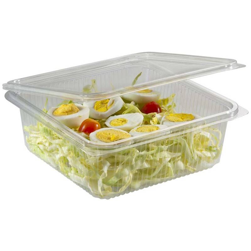 Plastbakke m/h&aelig;ngslet l&aring;g PET 182x142x55mm 750ml 400stk/kar