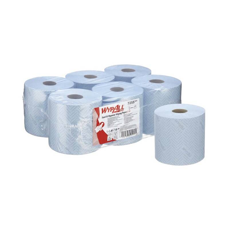 Aft&oslash;rringspapir WypAll centerfeed bl&aring; 19,5cmx304m 1-lags 6rul/kar