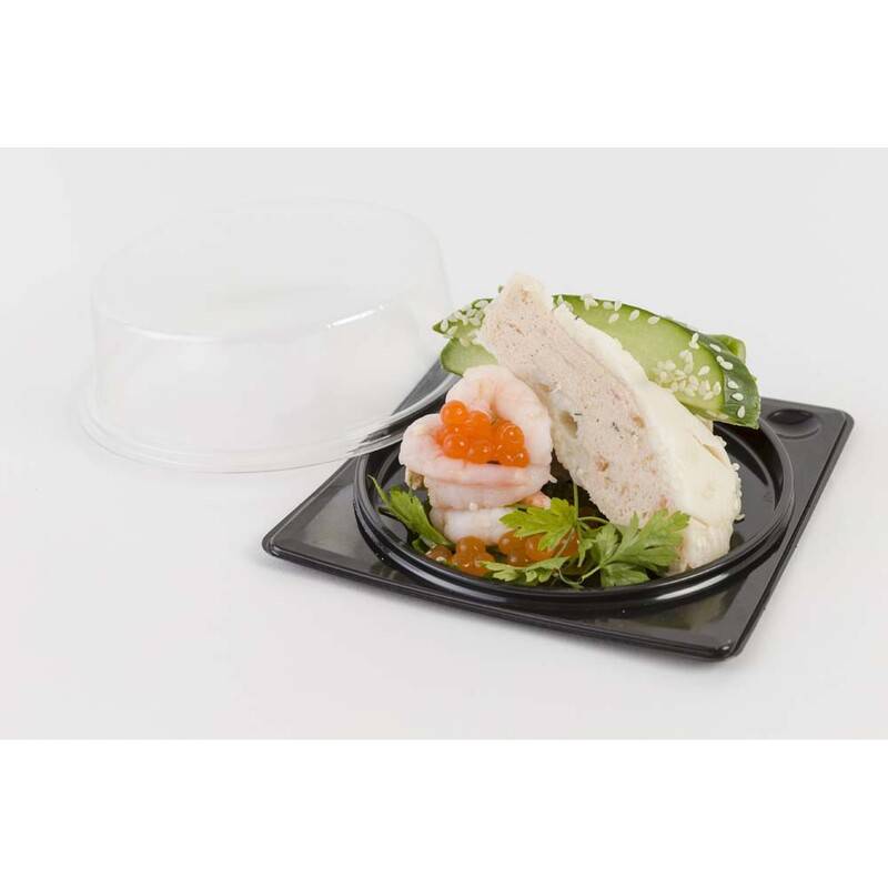 Portionsb&aelig;ger Tapas sort m/klar l&aring;g 120x120x44mm 30stk/pak