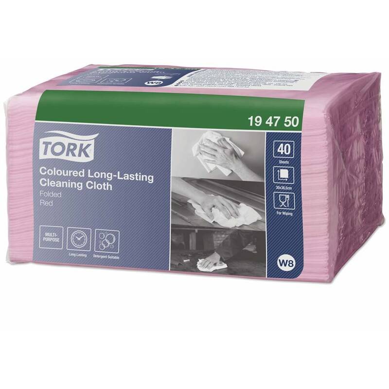 Allround-klud Tork Premium W8 Small Pack r&oslash;d 30x38cm 40stk