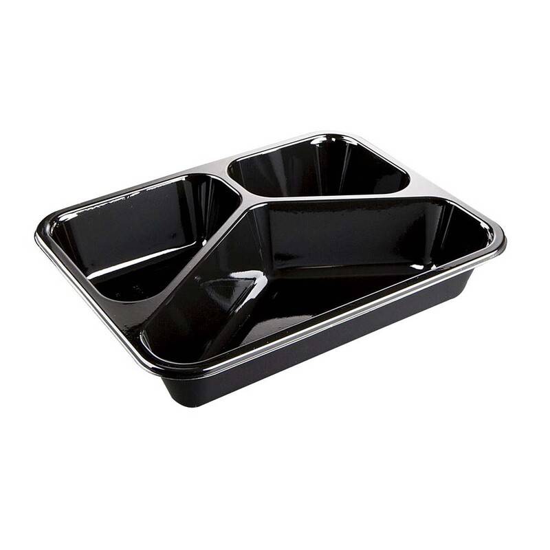Plastbakke t/ovn CPET sort 3-rums 1025ml 2227 420stk/kar