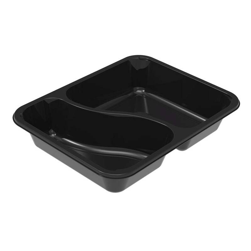 Plastbakke t/ovn CPET sort 1120ml 2rum 360stk/kar 2227-2F
