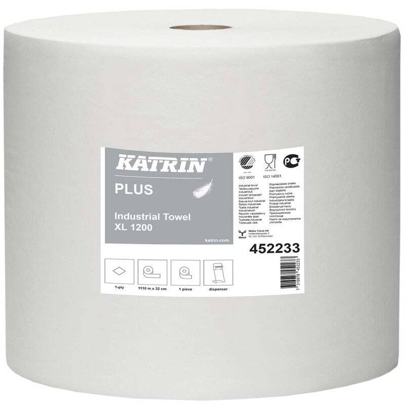 Aft&oslash;rringspapir Katrin Plus XL 1-lags 32cmx1110m hvid 1rul