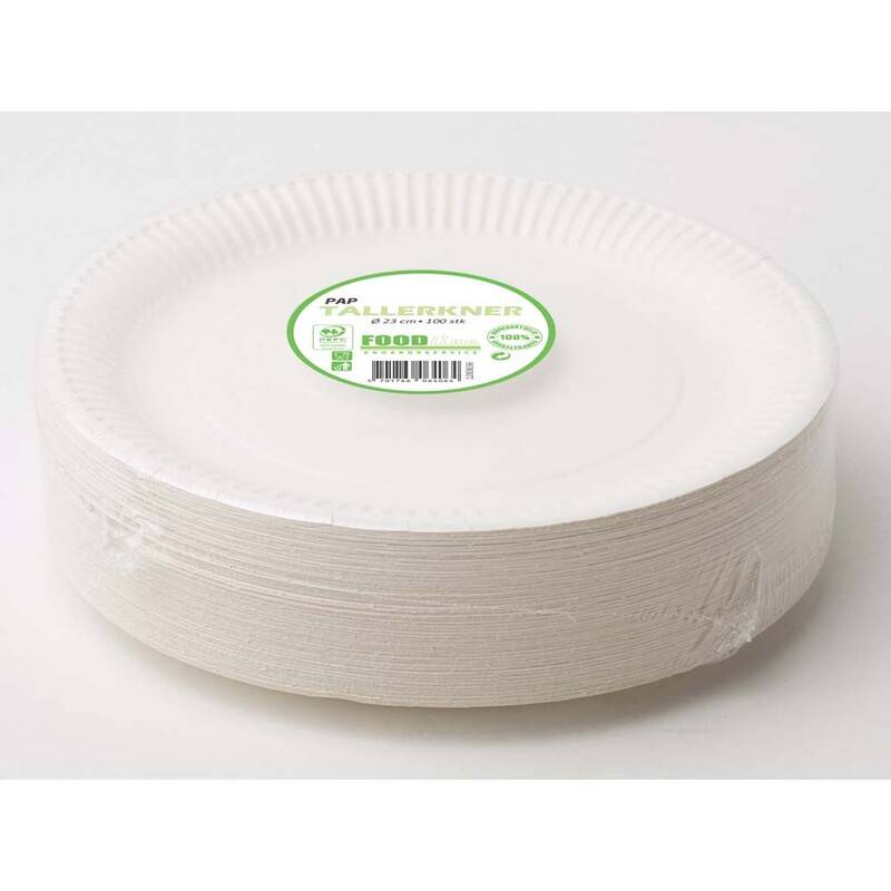 Tallerken middag pap &Oslash;23cm 100stk/pak Tallerken frokost Rund hvid