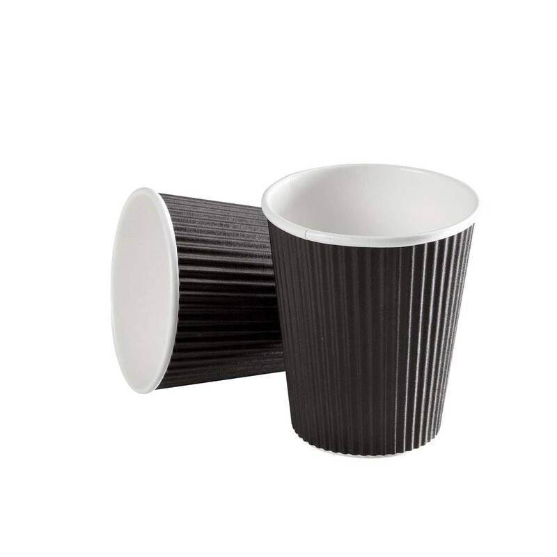 Kaffeb&aelig;ger 8oz 25cl sort line ripple wall pap 875stk/kar