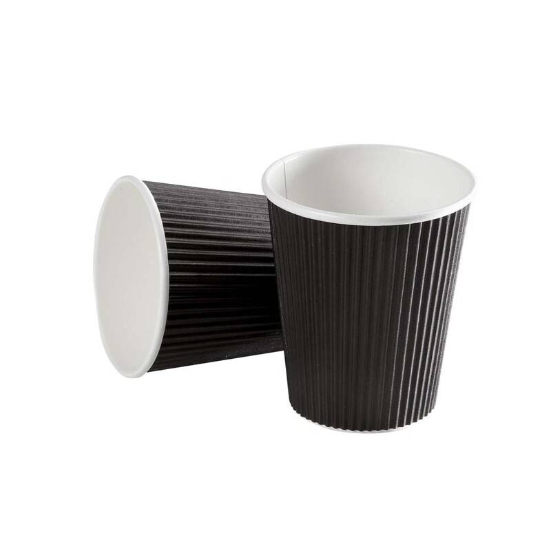 Kaffeb&aelig;ger 12oz 34cl sort line ripple wall pap 600stk/kar