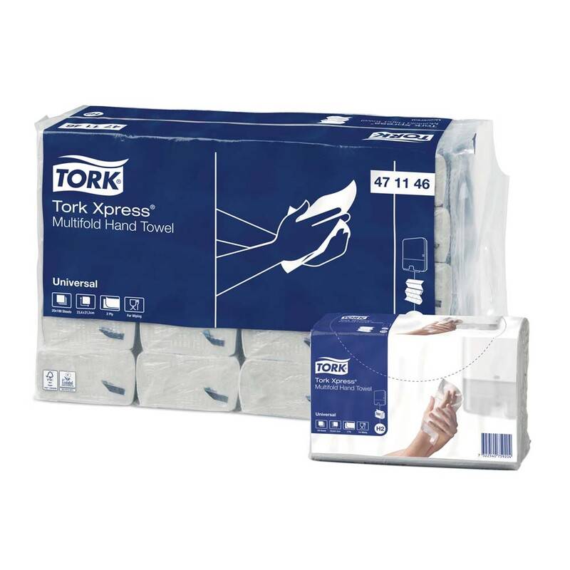 Papirh&aring;ndkl&aelig;de Tork Xpress H2 Universal 2-lags 3800stk/kar