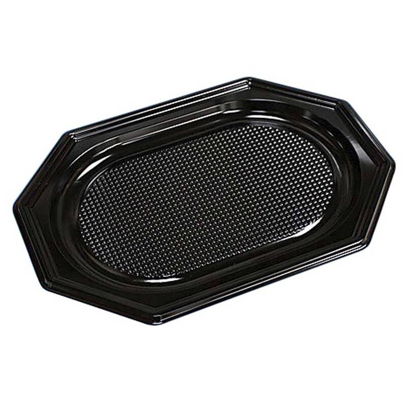 Cateringfad A-PET sort lille 350&times;250&times;20mm oval 10x10stk/kar