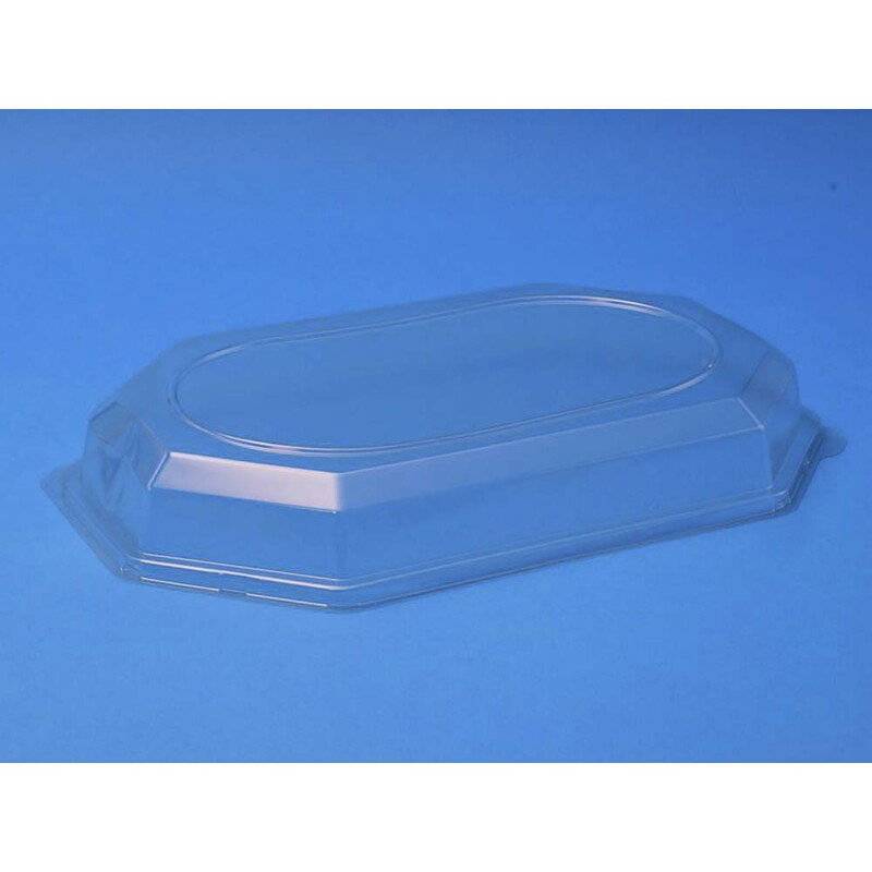 L&aring;g/t Cateringfad mellem oval 465x315x63mm klar 50stk/kar