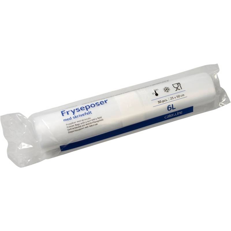 Fryseposer LDPE 6l 34my 25x50cm m/skrivefelt 30ps/rl
