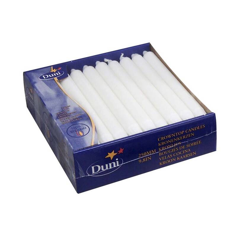Kronelys stearin hvid 2,4x25cm 30stk/pak 9 timer