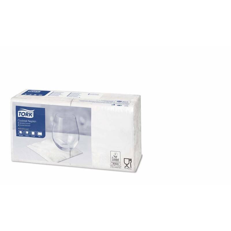 Servietter Tork 2-lags hvid 24cm 12x200stk/kar