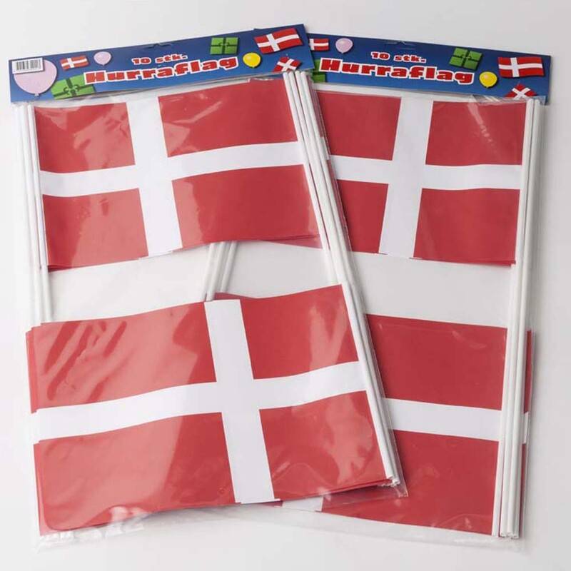 Flag papir p&aring; pind 20x27cm 10stk/pak 270 x 200 mm plastik R&oslash;d og hvid