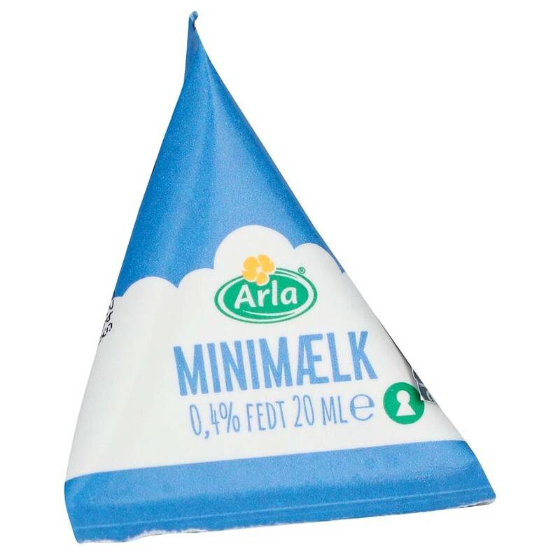 Kaffem&aelig;lk Mini m&aelig;lk 20ml i brik 0,4\% 100stk/kar