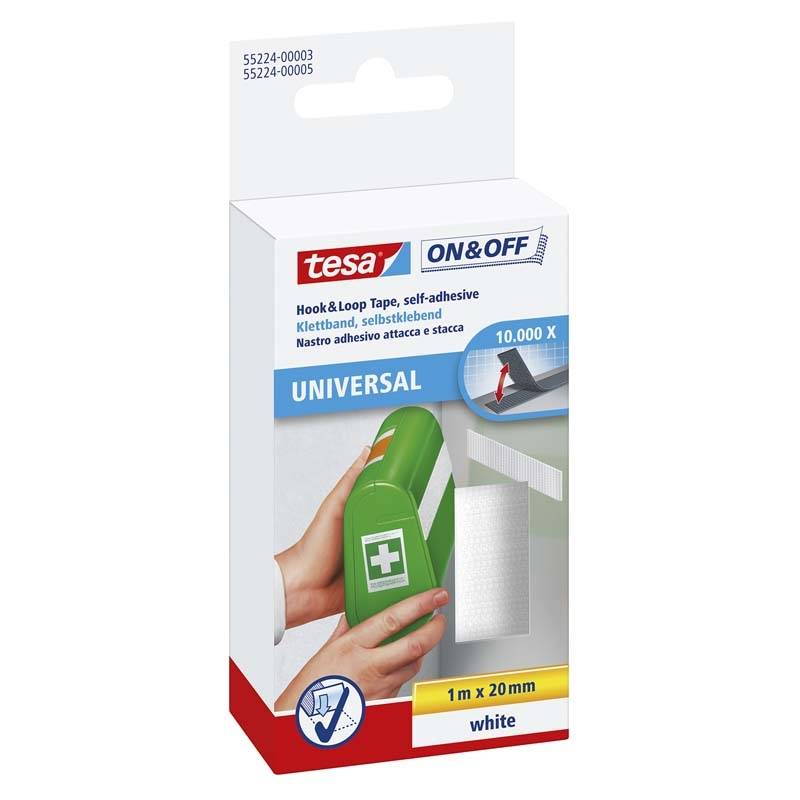 Tape tesa burre hvid 20mmx1m velcro Dobbeltkl&aelig;bende tape Rulle