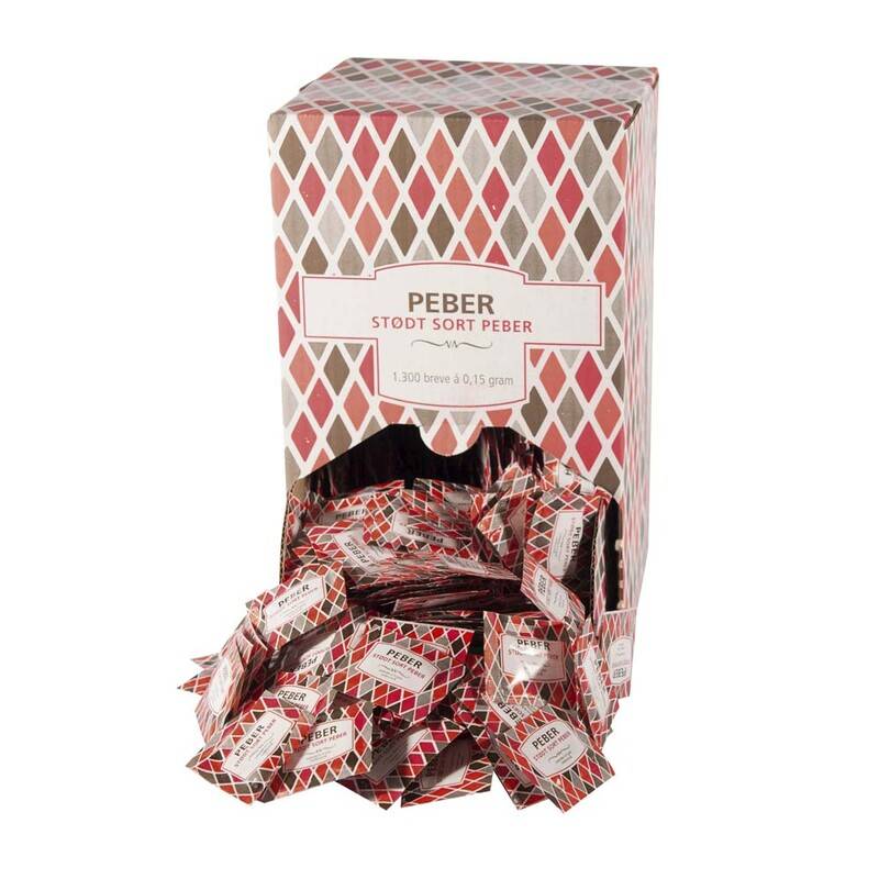 Peber i portionsbreve 1300stk/kar karton a 1300 stk