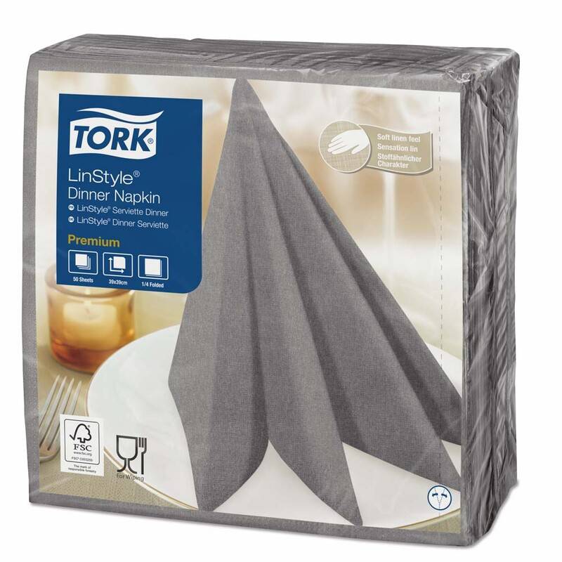 Serviet Tork Linstyle gr&aring; 39x39cm 1/4 fold 50stk/pak