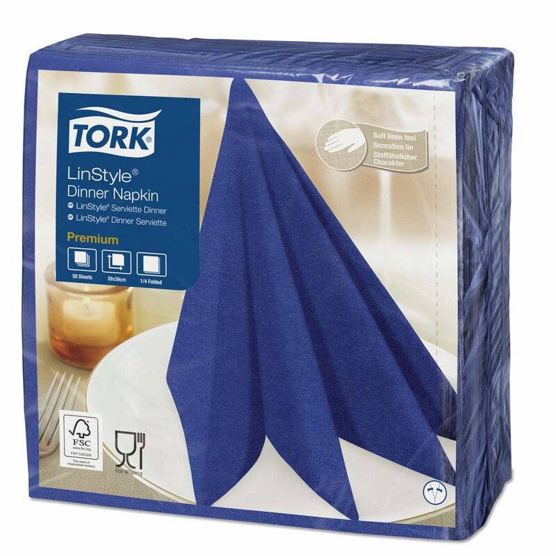 Serviet Tork Linstyle midtnight bl&aring; 39x39cm 50stk/pak