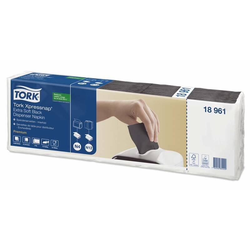 Serviet Tork Xpressnap sort 21,6x16,5cm 2 fold N4 8000stk/pak