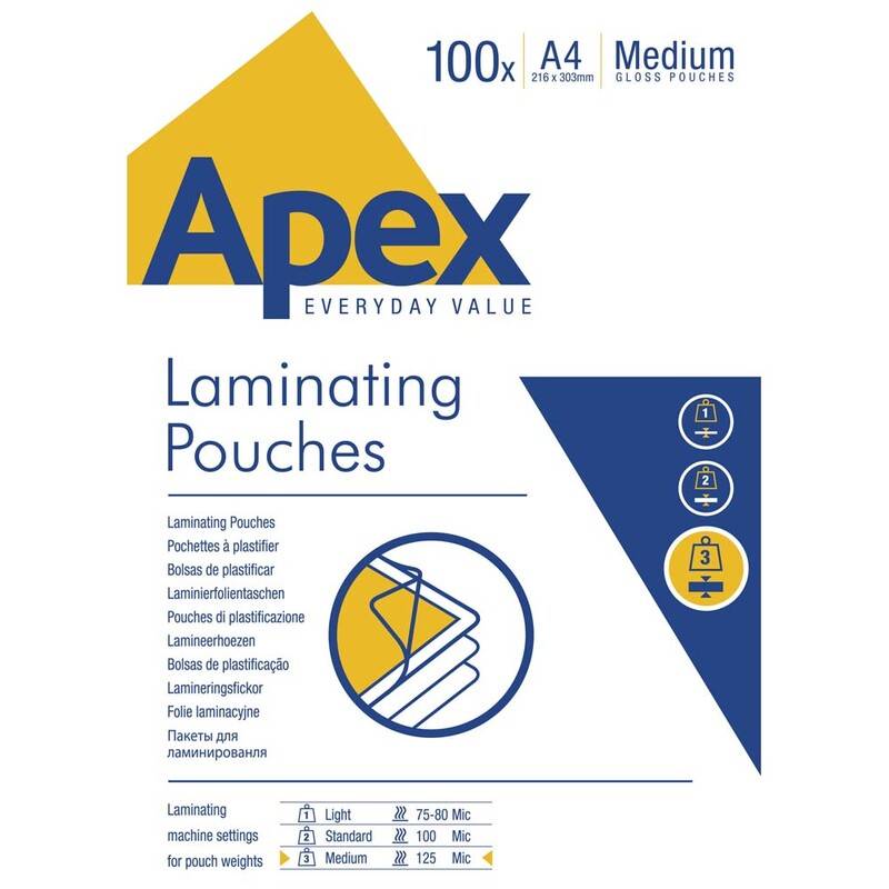 Lamineringslomme Apex A4 125mic 100stk/pak