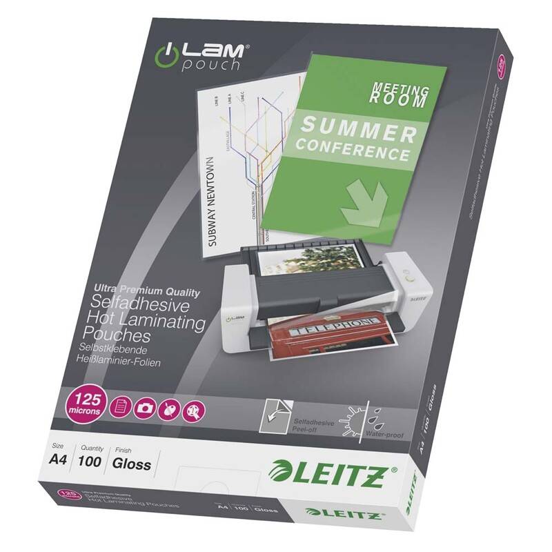 Lamineringslomme Leitz A4 125mic selvkl&aelig;b. 100stk/pak