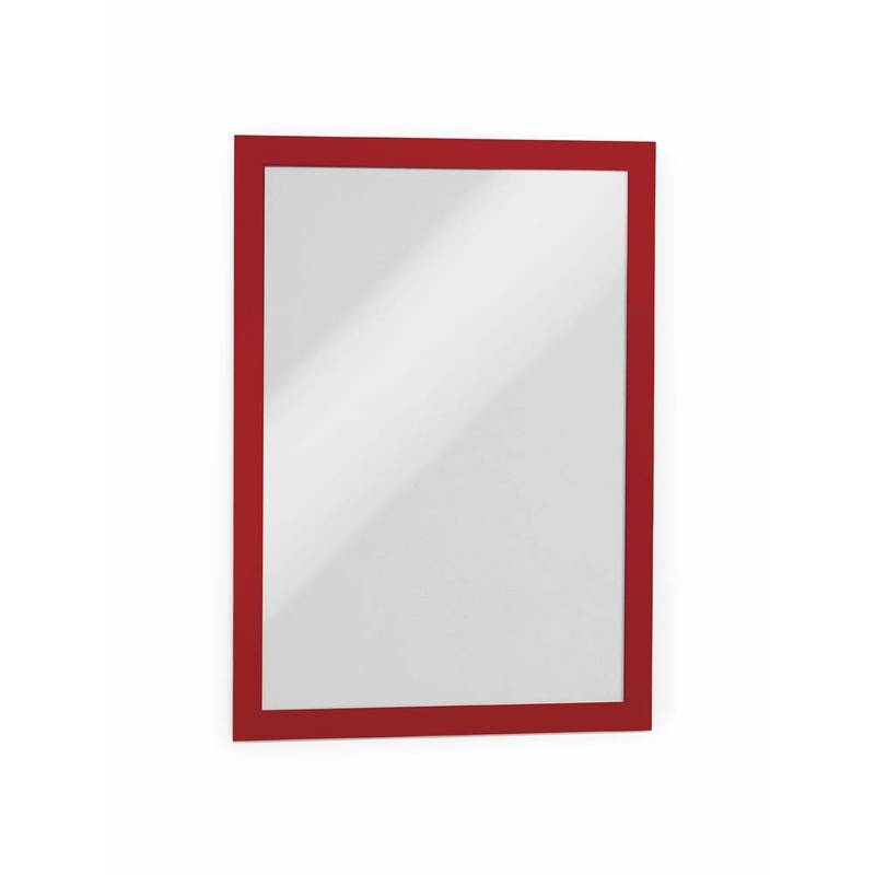 Skilt DURAFRAME&reg; selvkl&aelig;bende A4 m/r&oslash;d ramme 2stk/pak