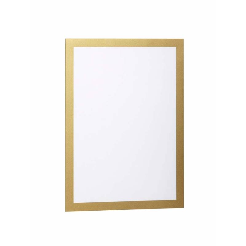 Skilt DURAFRAME&reg; selvkl&aelig;bende A4 m/guld ramme 2stk/pak