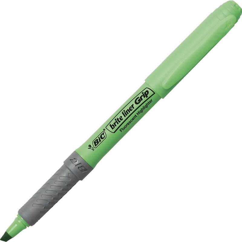 Tekstmarker Bic brite liner Grip gr&oslash;n 6-3 Skr&aring; spids