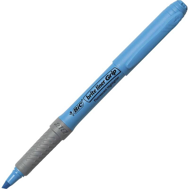 Tekstmarker Bic brite liner Grip bl&aring; 6-3 Skr&aring; spids