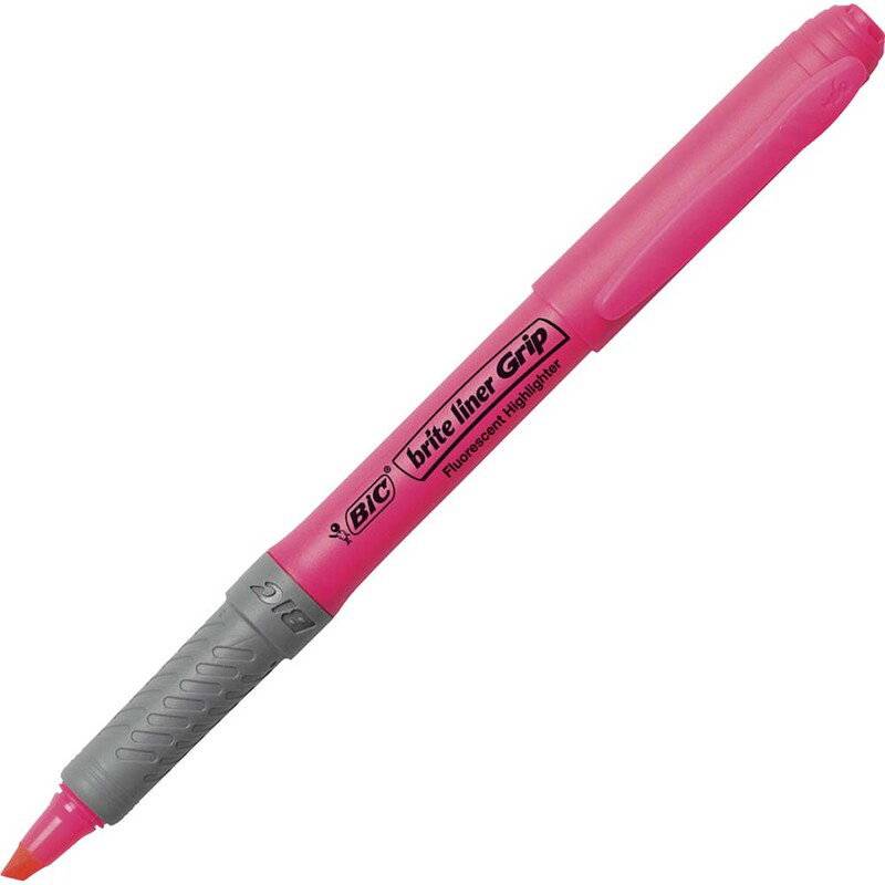 Tekstmarker Bic brite liner Grip pink 6-3 Skr&aring; spids