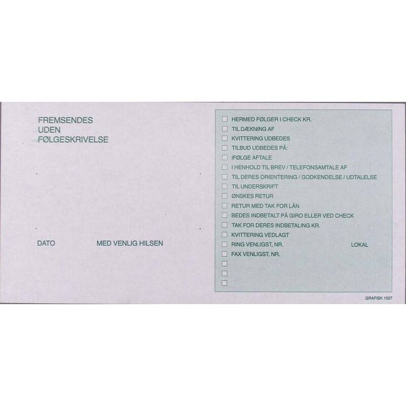 F&oslash;lgesedler grafisk 10,5x21cm 100ark/stk 1037