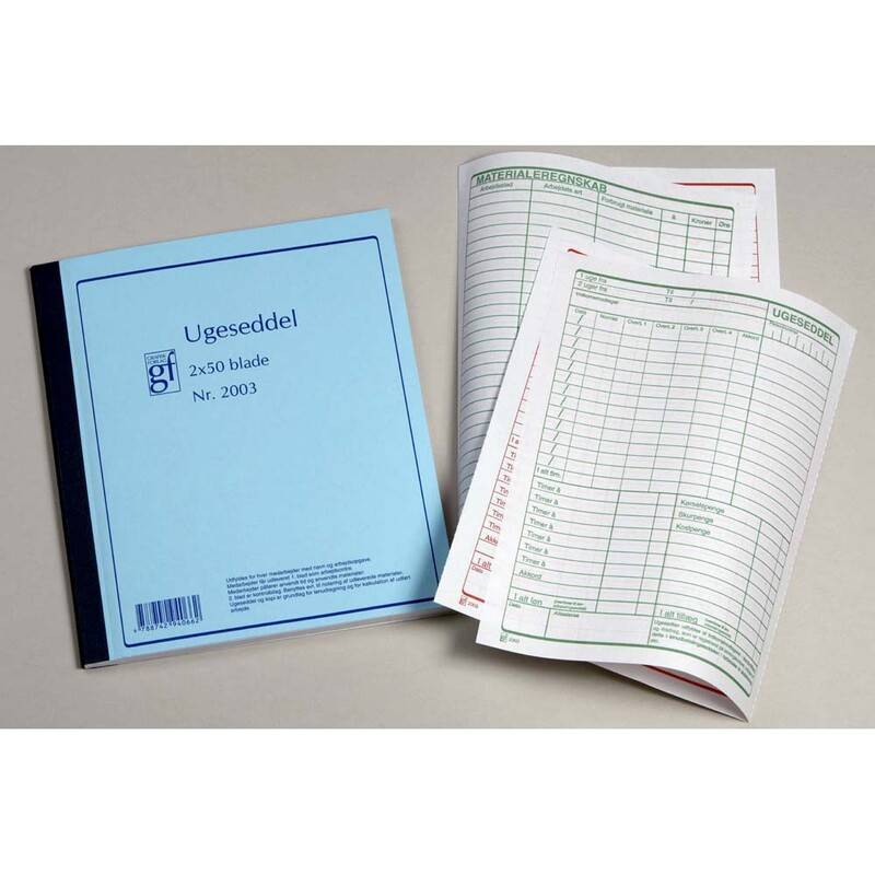 Ugeseddel 2003 148x197 mm 50bl m/kopi Notesblok With copy hvid