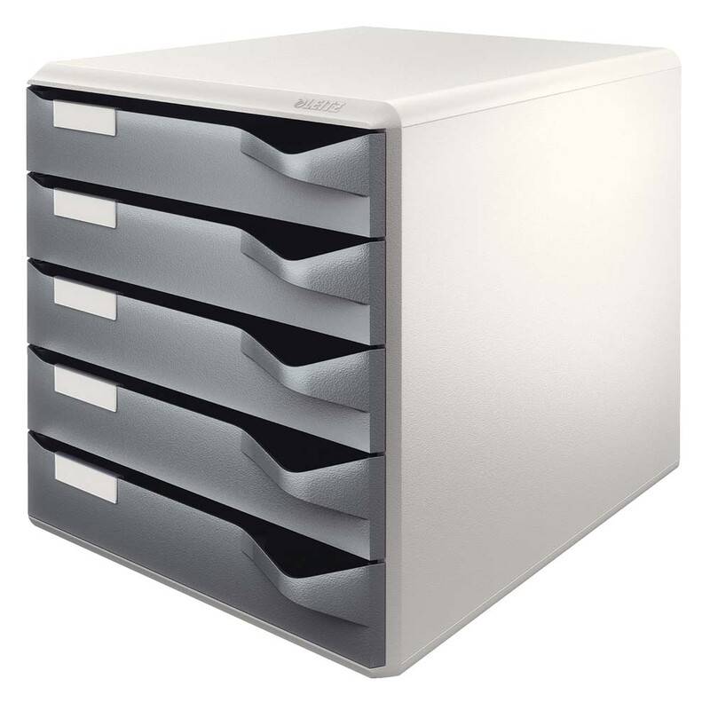 Skuffekabinetter Leitz gr&aring; m/5-skuffer 29,1x29,1x35,2cm