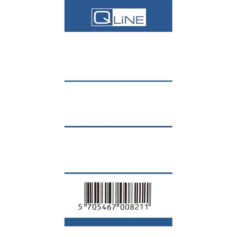 Rygetiket Q-Line bl&aring; bred t/brevordnere m/75mm ryg 100stk/pak