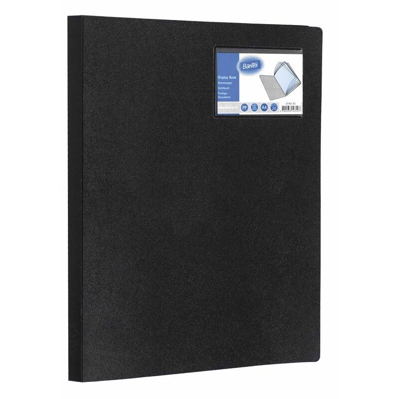 Demomappe A4 m/20 lommer sort Bantex 210x297mm plastik
