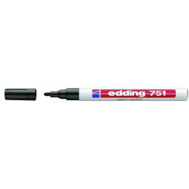 Paint marker Edding 751 permanent sort rund spids 1-2mm