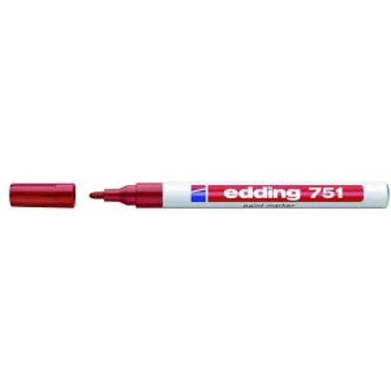Paint marker Edding 751 permanent r&oslash;d rund spids 1-2mm
