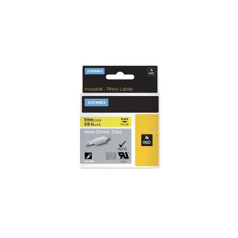 Labeltape DYMO Rhino 9mmx1,5m gul krympeflex