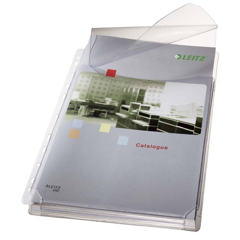 Plastlomme Leitz A4 m/klap t/kataloger 5stk/pak