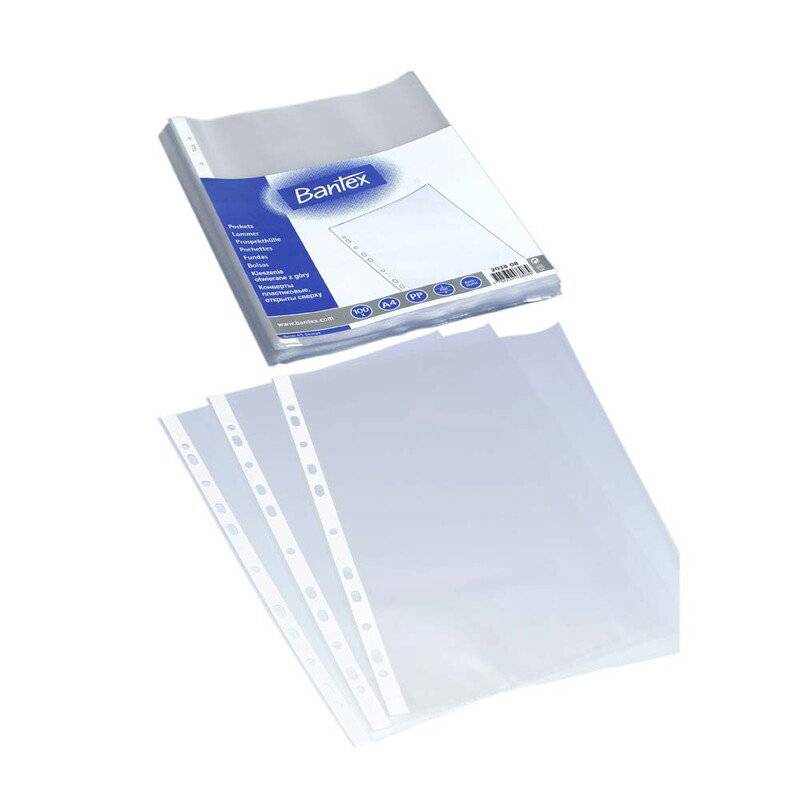 Plastlomme Bantex A4 0,04mm pr&aelig;get 100stk/pak
