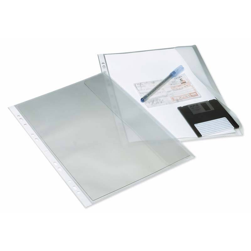 Dokumentlomme m/flap A4 PP kopi/refleksfri 10stk/pak