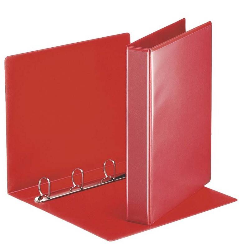 Hobbymappe Esselte r&oslash;d 30mm A4 m/lomme 4 rings D-mekanisme