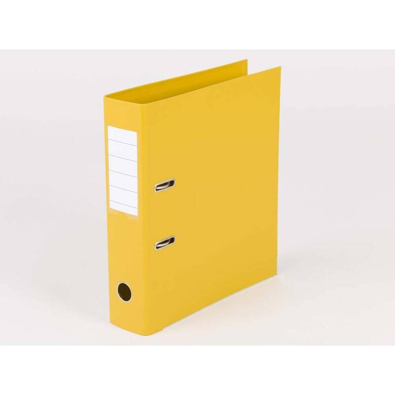 Brevordner Q-Line gul A4 metalskinne 75mm ryg