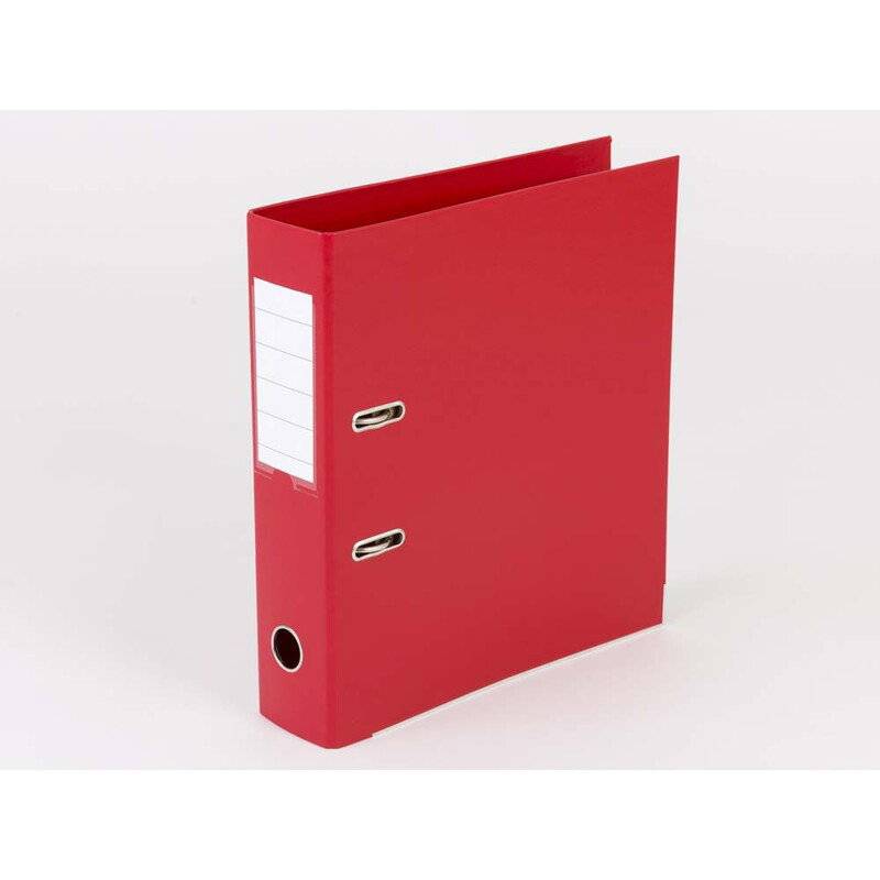 Brevordner Q-Line r&oslash;d A4 metalskinne 75mm ryg
